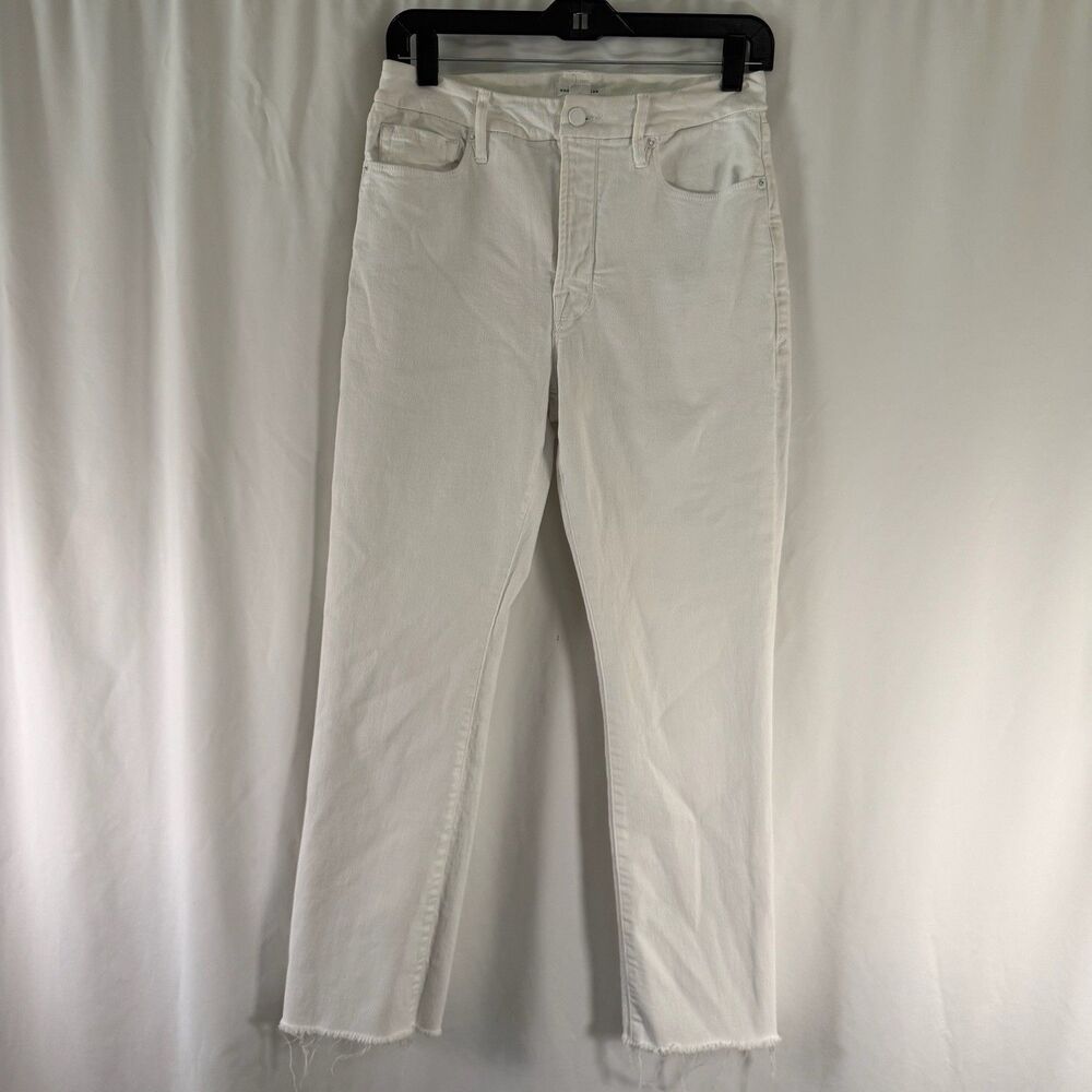 Good American Jeans Women's 6 28 White Denim Raw Hem High Rise 27" Inseam